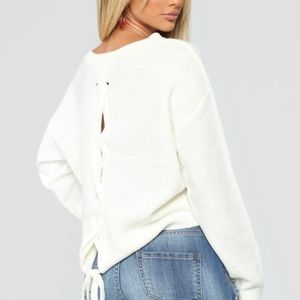 Fashionova Lia Lace Up Back Sweater